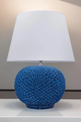 Lámpara de mesa Caltagirone cerámica Abatjour piña bola azul Foto 1 de 4