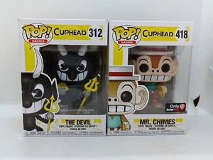 Funko Pop Cuphead The Devil 312 & 418 Mr Chimes. Vinyl Figures - Picture 1 of 9