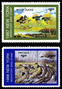 1987-88 SELLOS DE PATO DEL ESTADO DE NUEVA YORK #3&4 - CADAGNH- EN MUY BUEN ESTADO/XF - CV $20.00 (ESP#9948) - Imagen 1 de 1