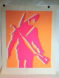 Pop Art Vietnamese Female soldier with rifle in pink and orange - Picture 1 of 8