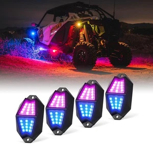 4 cápsulas RGBW LED luz de roca aluminio kits de luces inferiores música de baile remoto - Imagen 1 de 8