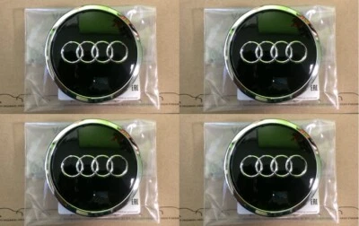 4X New OEM Audi a4 a5 a6 s6 a7 a8 q5 gloss black wheel centre caps 8T0601170AAX1 - Image 1 of 2