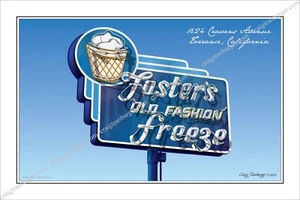 Neon Sign,Neon,sign,art,Foster's,Freeze,Route 66,Travel,roadside,nostalgia,Motel - Picture 1 of 2