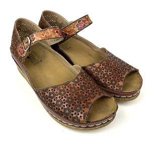 L'Artiste By Spring Step Sandals Womens EU 41 US 9.5 - 10 Brown DELPHIA Wedge - Picture 1 of 14