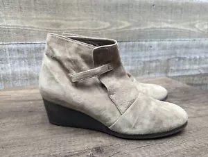 Coclico Grey Suede Leather Wedge Strappy Ankle Boots Booties Womens 38 / 8 - Picture 1 of 8