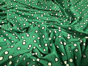 Stretch Spandex Single Jersey Fabric, Per Metre - Bright Spot Print - Green - Picture 1 of 3
