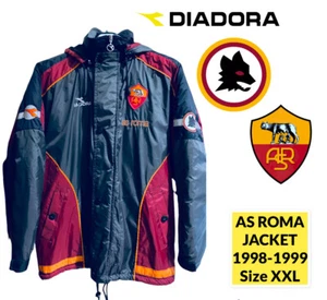 💛❤️AS ROMA MATCH WORN⭐️DIADORA 1998⭐️COAT JACKET⭐️Cappotto ⭐SIZE XXL⭐TOTTI❤️💛 - Foto 1 di 12
