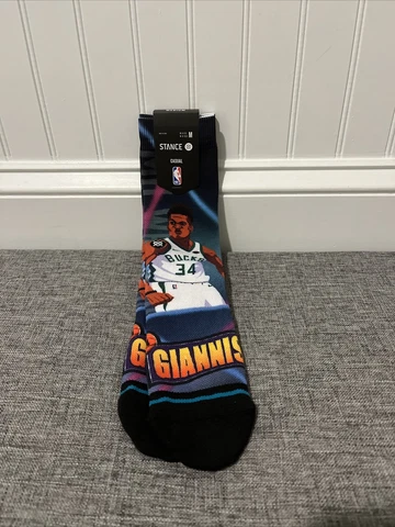 Milwaukee Bucks NBA MVP Giannis Antetokounmpo Stance Socks (Medium) Men’s 6-8.5 Cover
