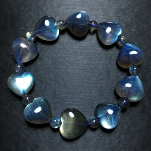 1 Stck. 14 mm Natürlicher Labradorit Blaulicht Kristallklar Herz Liebe Perlen Armband - Bild 1 von 4