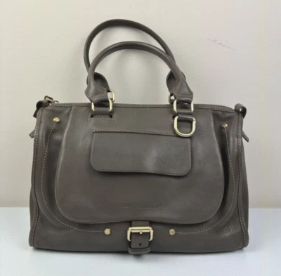 LONGCHAMP Balzane GRIS OSCURO Cuero Suave BOLSO Cartera Bolso Bolso Hebilla Acento Foto 1 de 4