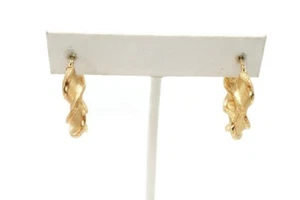 Milor 14k Yellow Gold Hoop Earrings Textured - Picture 1 of 8