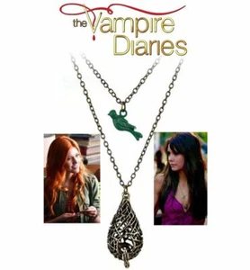 Ciondolo e catena in bronzo antico gabbia e uccellino The Vampire Diaries Elena Gilbert - Foto 1 di 4