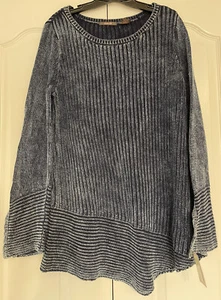 HEATHER B Womens NEW Cotton Indigo Knit Sweater XL - Picture 1 of 6