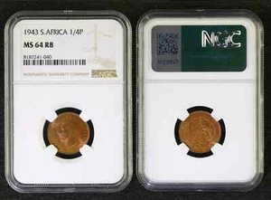 1943 South Africa 1/4P NGC MS 64 RB - Picture 1 of 3