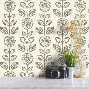 Floral Peel and Stick Wallpaper, Removable Self Adhesive Vinyl 17.71" X 118" - Picture 1 of 13
