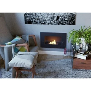 Bioethanolkamin mod elite Schwarz 1.5lit brenner 64x40x15 cm kamin deko wohnung - Bild 1 von 6