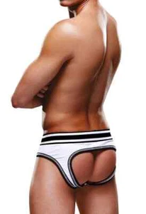 PROWLER MENS OPEN BACKED BRIEFS MENS WHITE AND BLACK BACKLESS UNDERWEAR JOCK - Picture 1 of 4