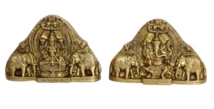 Statua Laxmi Ganesha ottone metallo parete/porta da appendere Diwali Pooja Idolo 12 CM - Foto 1 di 3