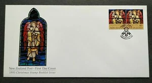 1995 New Zealand Christmas Celebration Stained Glass Angel 2v Booklet Stamps FDC - Picture 1 of 3