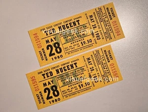 1 Pair Ted Nugent Concert Tickets Seattle Center Coliseum May 28 1980 REPRINTS - Picture 1 of 7