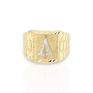 Initials Diamond Cut Ring - 10K Yellow Gold - Picture 1 of 29