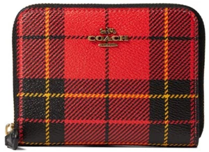 NUEVO en Caja de Regalo Coach Lona Estampado a Cuadros Acordeón Delgado con Cremallera Rojo Multi Sm Billetera - Imagen 1 de 4