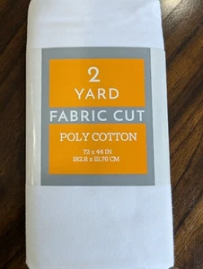 NEW Two (2) Yards Pre-Cut Solid Poly Cotton Fabric in White. - Picture 1 of 2