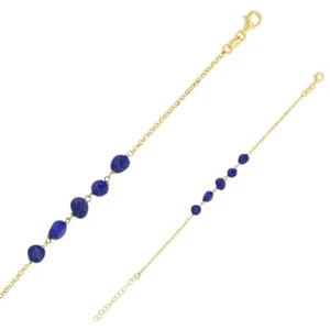 Armband Steine Natürliche aus Silber 925/000 Golden - Lapislazuli - Bild 1 von 2