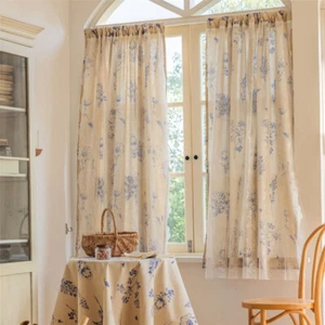 Window Short Half Curtain Treatment Printed Drape for Living Room Kitchen Decor - Picture 1 of 38