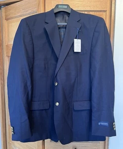 Blazer nuovo Stafford Essentials Hopsack vestibilità classica misto lana 46 lungo blu navy - Foto 1 di 8