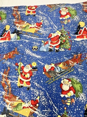 2004 Christmas Eve Alexander Henry Santa In Sleigh w Deer Fabric 37.5 x 44 CLEAN - Image 1 of 4