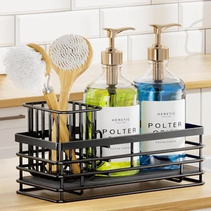 Kitchen Sink Caddy Sponge Holder - 304 Stainless Steel Sink Organizer with Di... - Picture 1 of 8