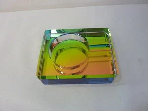 Wunderschöner AB Regenbogen Kristall Glas Aschenbecher Fang alle rechteckig 4 x 3,25" - Bild 1 von 5