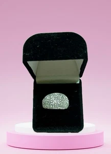 Neu Sterlingsilber Pave CZ funkelnder Kuppelring Größe 8 - Bild 1 von 8