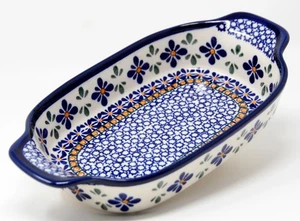 Plato rectangular de cerámica polaca hecho a mano por Zaklady Boleslawiec - Imagen 1 de 4