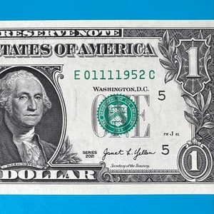 January 11, 1952 (E 01111952 C) BIRTHDAY $1 One Dollar Bill *UNC* - Picture 1 of 4
