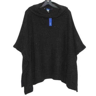 Nuevo con etiquetas Poncho Apt 9 Suéter Capucha Cuello Lentejuelas Minimalista Bruja Acogedor Negro Talla Única Foto 1 de 3