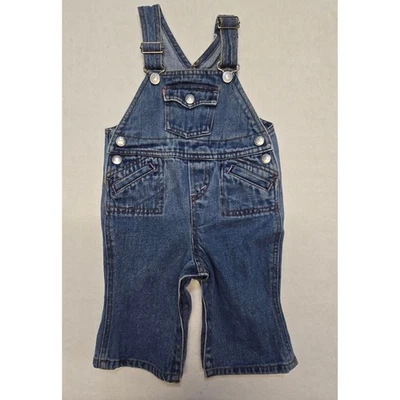 Lindo mono vaquero lavado oscuro Levis Baby Girl 12M Foto 1 de 4