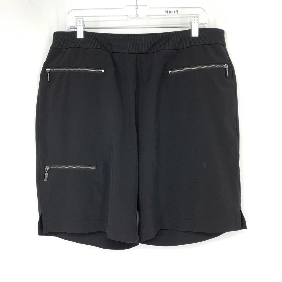 Pantalones Cortos Chicos Zenergy Activewear Para Mujer Talla 2.5 EE. UU. 14 Negros Bolsillos con Cremallera  Foto 1 de 4