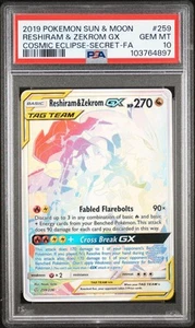 Pokemon Reshiram & Zekrom Gx 2019 Sun & Moon Cosmic Eclipse #259/236 PSA 10 - Picture 1 of 2