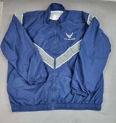 Jaqueta corta-vento masculina vintage da Força Aérea dos EUA grande azul com zíper completo forrada de malha - Imagem 1 de 4