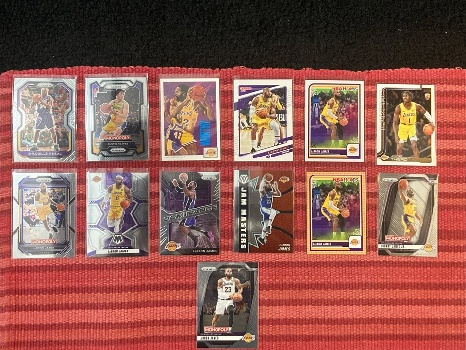 13 tarjetas LeBron-Reaves-Shaq-Bronny-Thiero-Lakers, novato-insertar-prizm/topps Foto 1 de 4