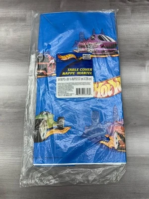 Vintage Hot Wheels Party  Paper Table Cover Cloth 54" (2000) Original Package - Image 1 of 2