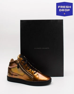 RRP€790 GIUSEPPE ZANOTTI Sneakers US9 UK6 EU39 Gold Logo Worn Look Made in Italy - Image 1 of 4