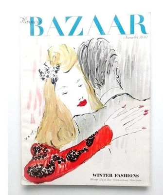 Harpers Bazaar Fashion Magazine November 1940 WW2 Vertes Cover - Imagem 1 de 4