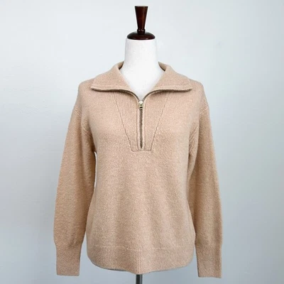 J. Suéter pulôver de malha Crew com zíper mistura de lã merino  - Imagem 1 de 4