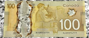 Canada $100 Dollar Banknote Lucky 7 Three 7s In A Row 777 HJD9374777 Four 7s - Picture 1 of 2