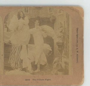 The Pillow Fight Comic Kilburn Stereoview - Picture 1 of 2