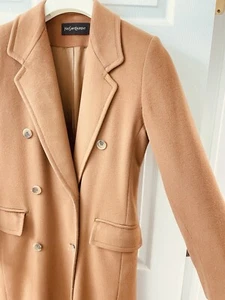 Authentic Yves Saint Laurent YSL Vintage Double Breasted Coat 100% Wool Size 4 - Picture 1 of 23
