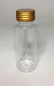 100ml PET Plastic Clear Cylindrical Bottles+ Gold Groove Screw On Cap ANY AMOUNT - Picture 1 of 1
